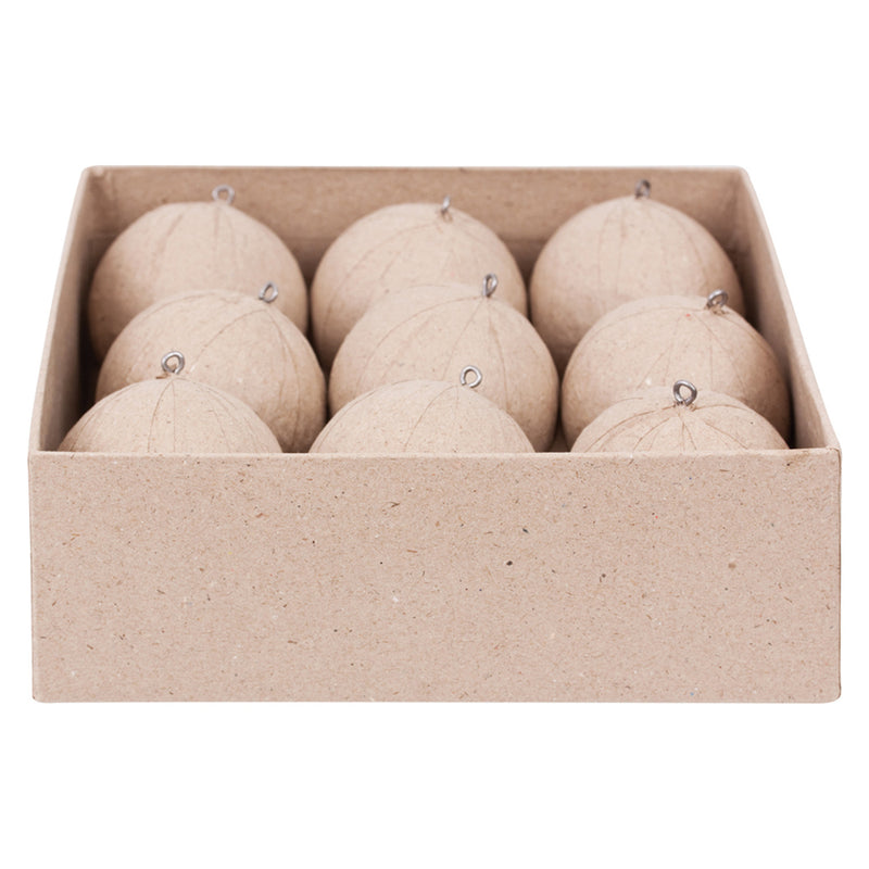 Papier Mache Baubles 60mm 9pk