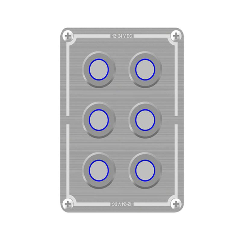 6-Way Stainless Illuminated Switch Panel (Blue)