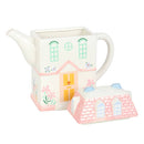 Pastel House Shaped Ceramic Teapot