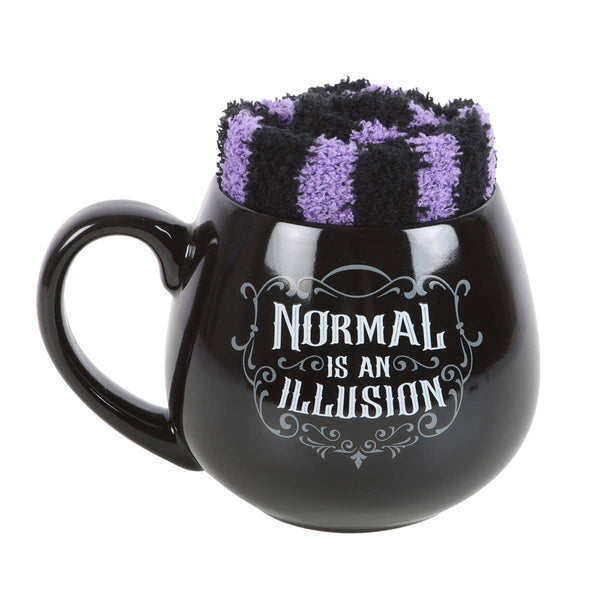 Normal Is An Illusion Gothic Ceramic Mug and Socks Set