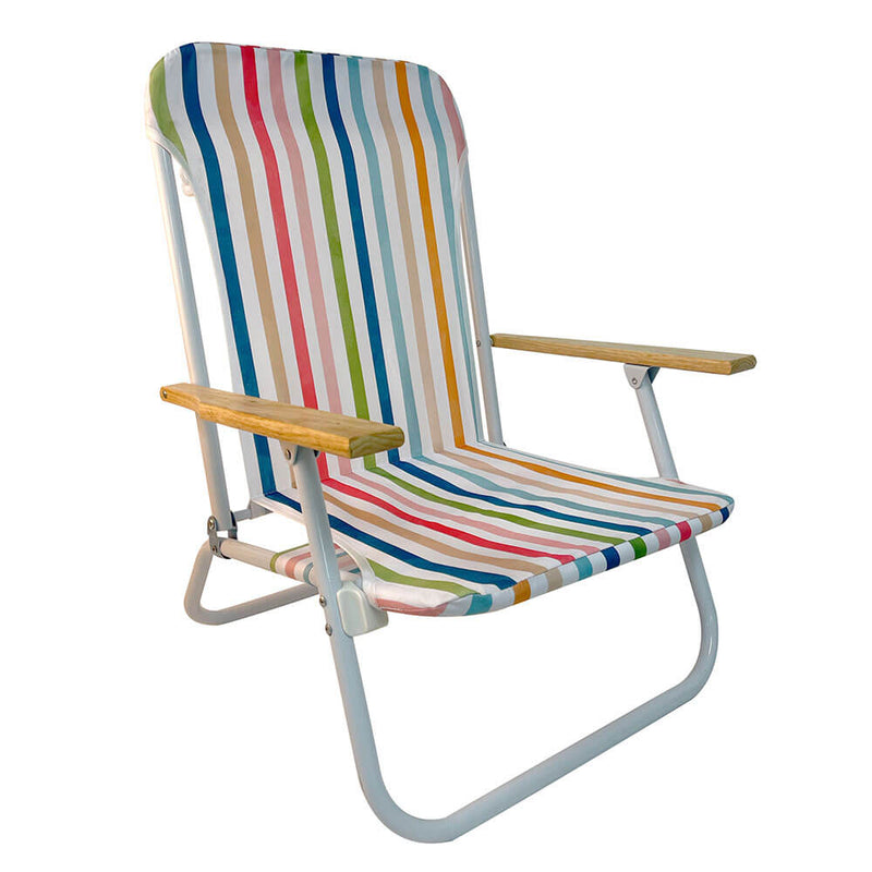 Chaise de plage avec accoudoirs en bois (74x68x60cm)