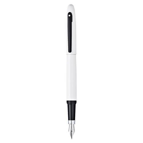 Sheaffer VFM White Lacquer and Black Fountain Pen