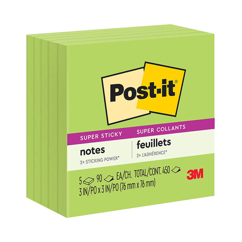 Feuillets super collants Post-it 76x76mm (paquet de 5)