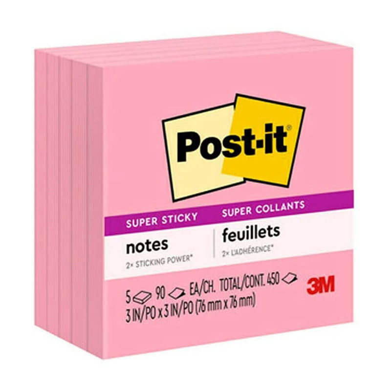 Feuillets super collants Post-it 76x76mm (paquet de 5)