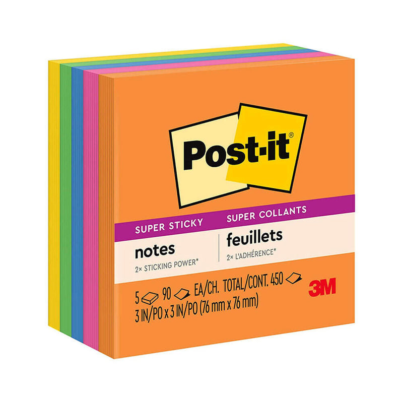 Feuillets super collants Post-it 76x76mm (paquet de 5)