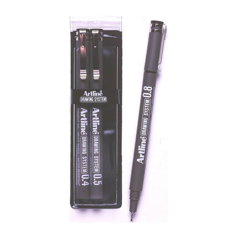 Artline Drawing System Pen Schwarz (3er-Brieftasche)
