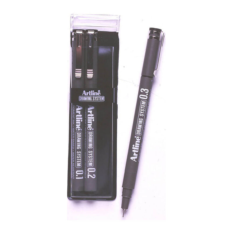 Artline Drawing System Pen Schwarz (3er-Brieftasche)