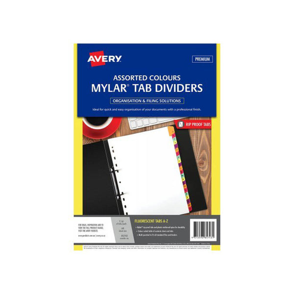 Avery Mylar Printed Dividers A4 Fluoro (A-Z Tab)