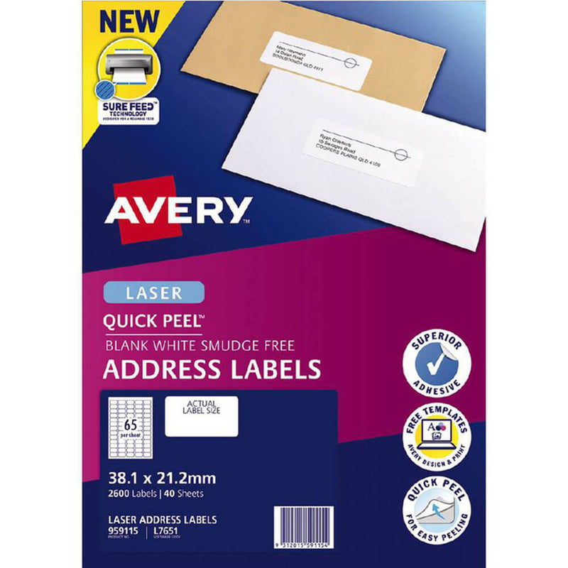 Avery Laser Quick Peel Adressetiketten